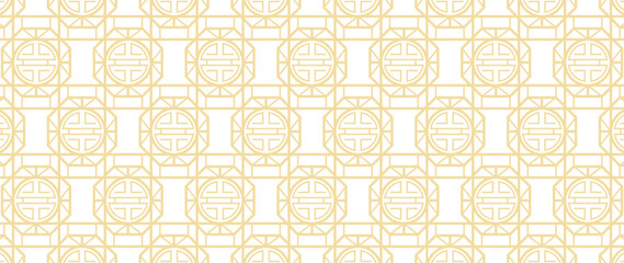 Happy Chinese new year pattern vector. Wallpaper with chinese fetish pattern on white background. Modern luxury oriental illustration for cover, banner, website, decor, packaging.
