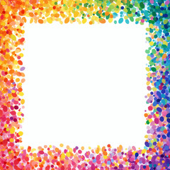 Rainbow confetti frame background for greeting cards and invitations