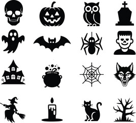 Classic Halloween Silhouette Icon Set