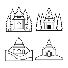 line art temple bundle design 