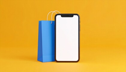 Blank smartphone screen on white background for business technology design