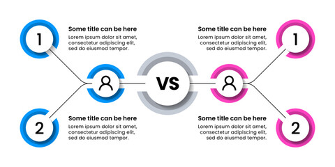 Infographic template. Versus concept with 2 branches