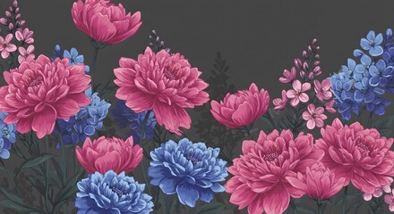 Elegant Floral Arrangement with Pink and Blue Peonies