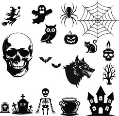 Fototapeta premium Classic Halloween Silhouette Icon Set
