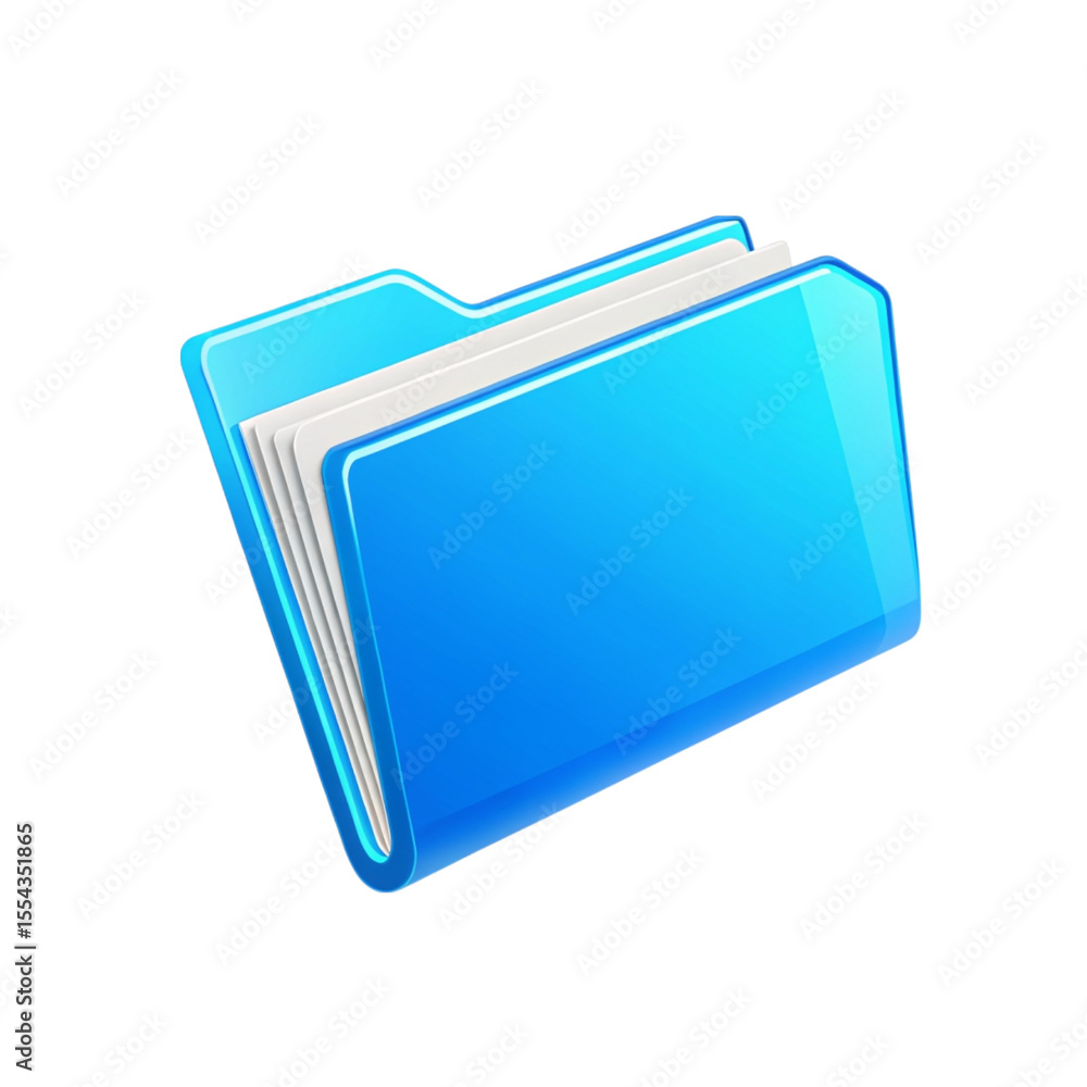 Poster a light blue folder with white papers inside isolated on a black background in a close up shot creat