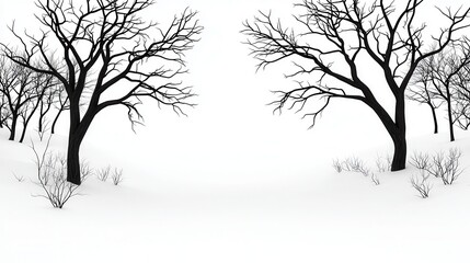 Obraz premium Pixel Art Winter Landscape Black Trees Against White Snow