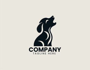Obraz premium Cute Howling Puppy Adorable Canine Pet Lover Vector Logo Design