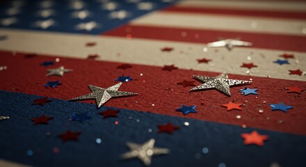 American flag with stars celebration decoration