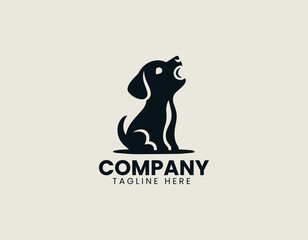 Fototapeta premium Cute Howling Puppy Adorable Canine Pet Lover Vector Logo Design