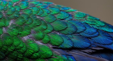 Obraz premium Iridescent Feathers: A Symphony of Emerald and Sapphire
