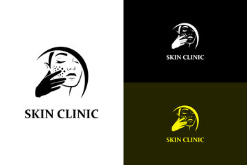 hand applying cream dots to a cheek vector illustration, icon, logo for dermatology, healthy skin, skincare, skin specialist, skin treatment, glowing skin, skin doctor, skin clinic, and more