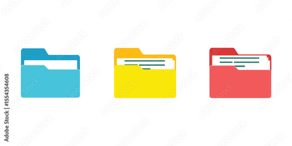 Aufkleber computer file folder icons set. colorful document folders. office folder icons with documents. folde
