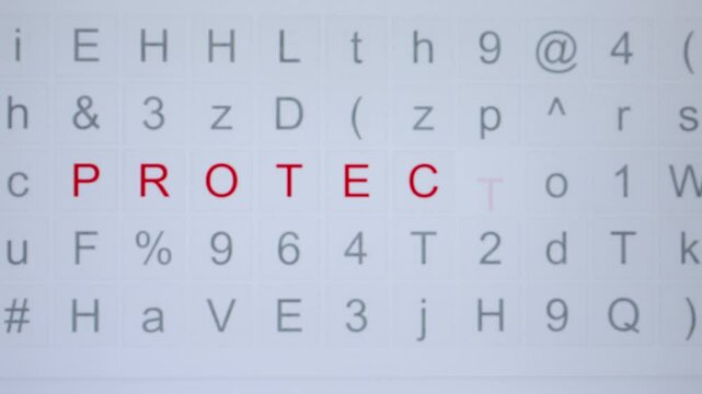 Concept of how encryption algorithms work, the inscription protected among crypto symbols