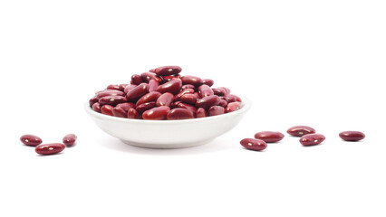 Red kidney beans in bowl isolated on white background