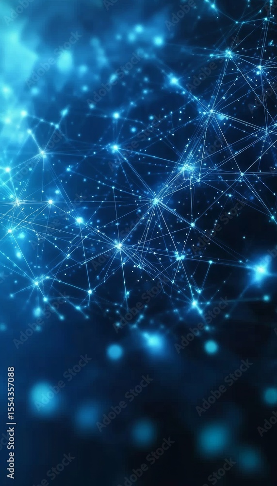 Poster complex interconnected network of dots and lines illustrating global data communication in 3d