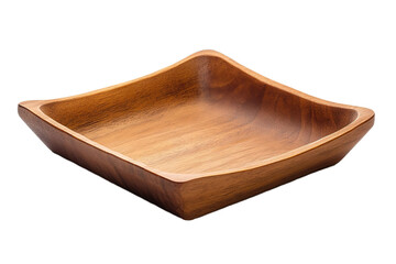 Angled view of kraft tray with raised corners isolated on transparent background