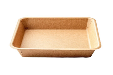 Close-up of single serving kraft tray clean isolated on transparent background