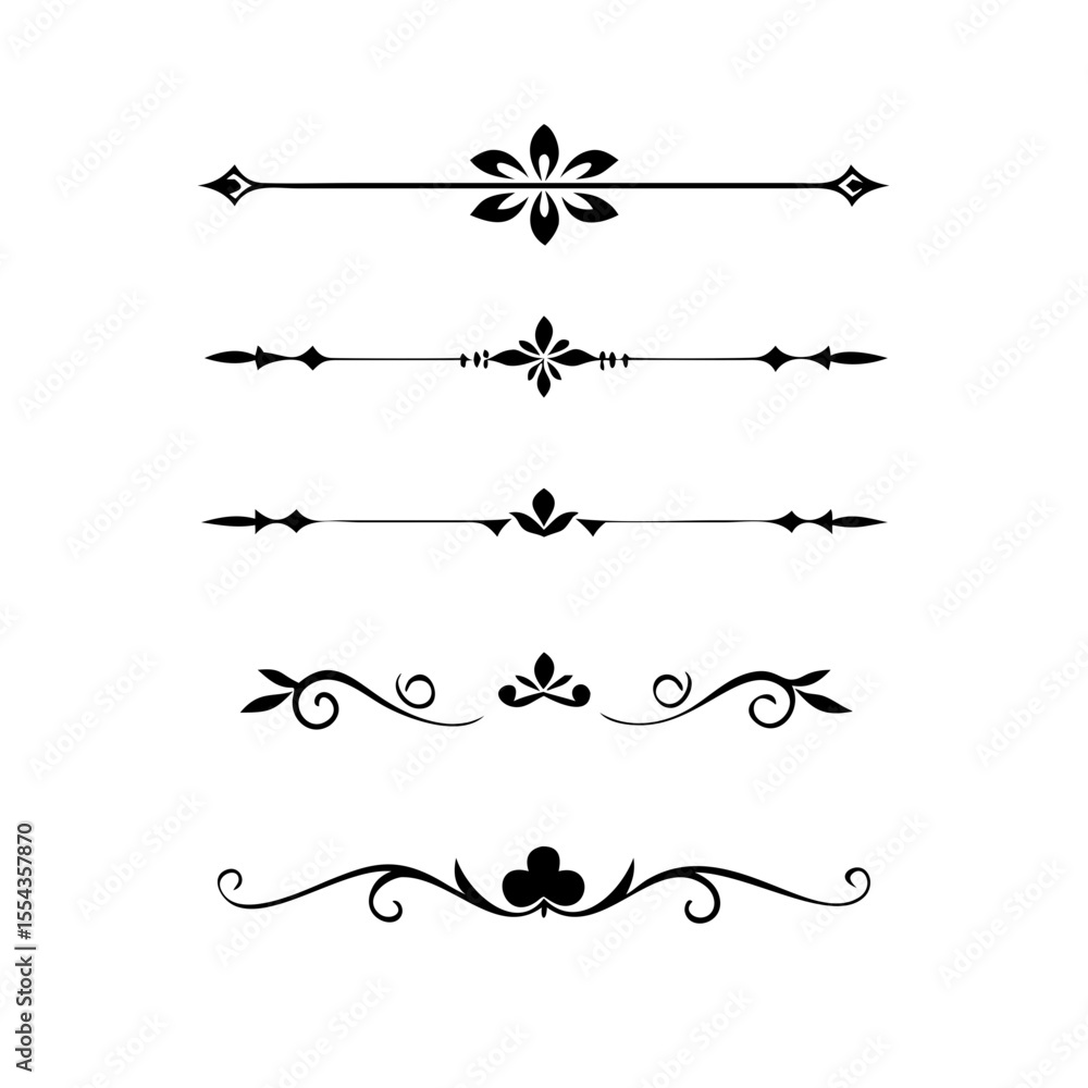 Poster decorative simple divider. text dividers retro minimal line separators, vector isolated geometric we