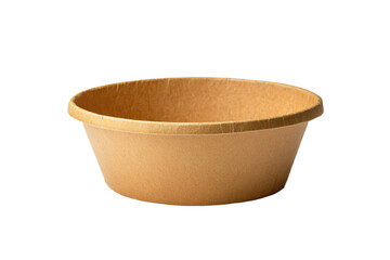 Side view of empty kraft paper bowl showing its row isolated on transparent background