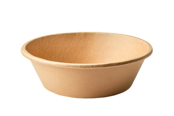 Side view of empty kraft paper bowl showing its row isolated on transparent background