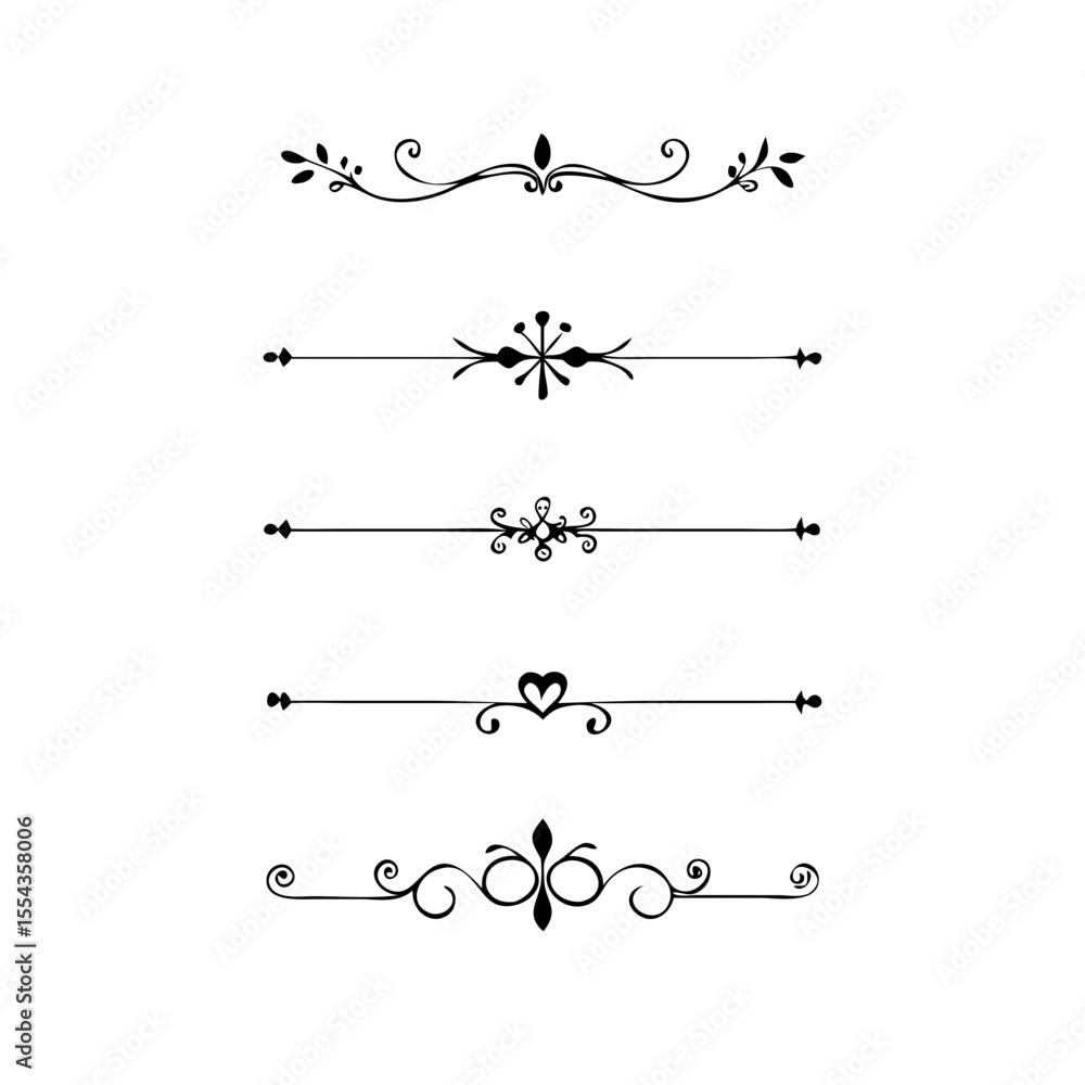 Poster decorative simple divider. text dividers retro minimal line separators, vector isolated geometric we