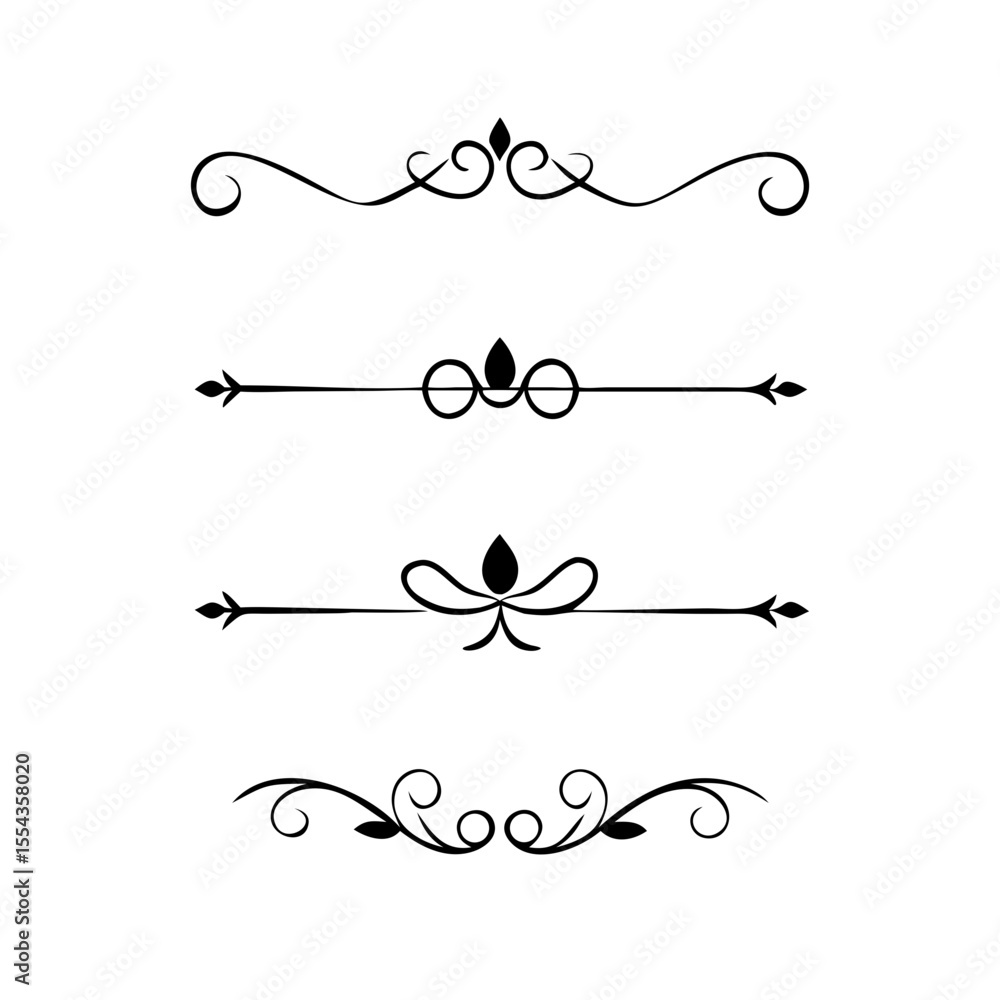 Poster decorative simple divider. text dividers retro minimal line separators, vector isolated geometric we