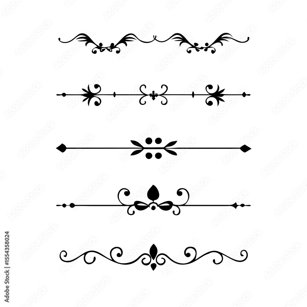 Poster decorative simple divider. text dividers retro minimal line separators, vector isolated geometric we
