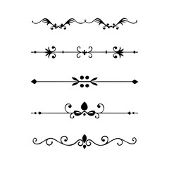 Decorative simple divider. Text dividers retro minimal line separators,  Vector isolated geometric wedding card heart separator elements set. Text dividers. . Hand drawn vector illustration. 
