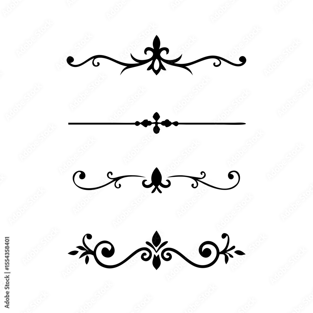 Poster decorative simple divider. text dividers retro minimal line separators, vector isolated geometric we