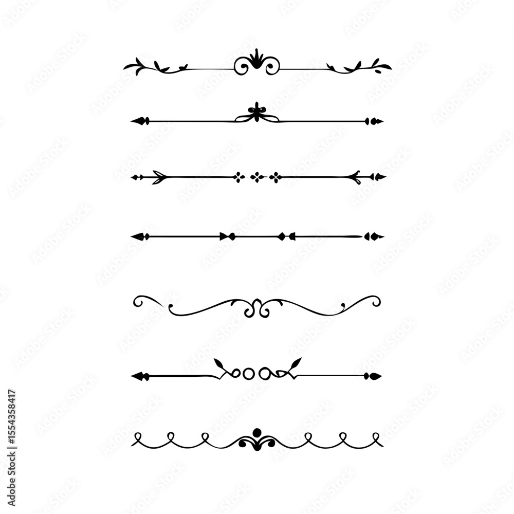 Poster decorative simple divider. text dividers retro minimal line separators, vector isolated geometric we
