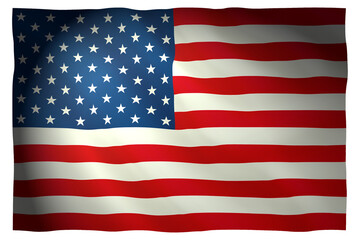 Naklejka premium United States of America ,USA, american flag isolated on white, Flowing, flag in the wind, American flag flying proudly on Independence Day. Symbol of freedom, democracy, and national pride 