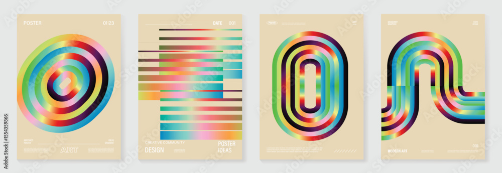 Aufkleber bifrost rainbow bridge gradient poster background vector set. cover template with vibrant perspectiv