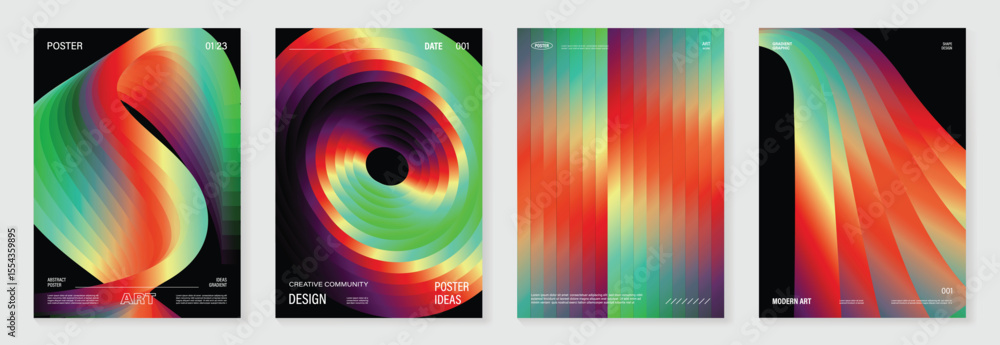 Aufkleber bifrost rainbow bridge gradient poster background vector set. cover template with vibrant perspectiv