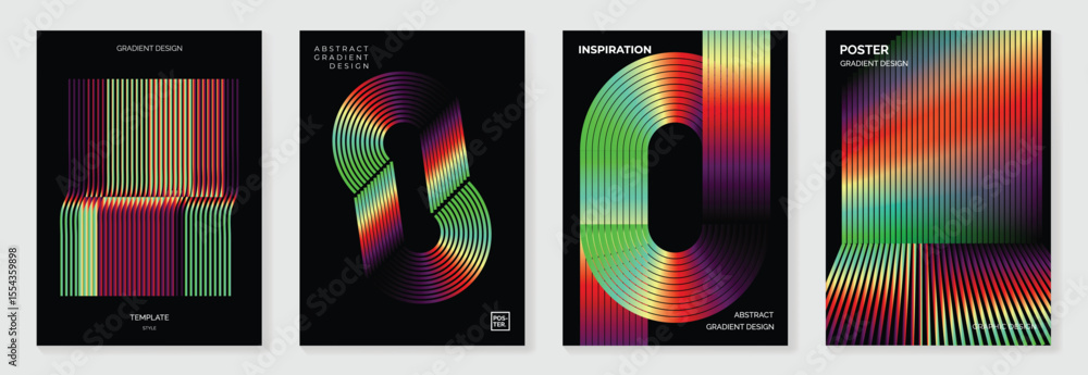 Aufkleber bifrost rainbow bridge gradient poster background vector set. cover template with vibrant perspectiv
