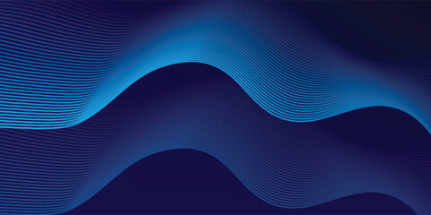 Dark blue abstract background with glowing wave lines. futuristic background Modern concept technology. Vector illustration