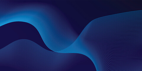 Dark blue abstract background with glowing wave lines. futuristic background Modern concept technology. Vector illustration