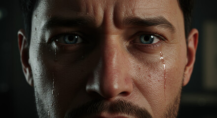 Obraz premium Closeup emotional man face portrait