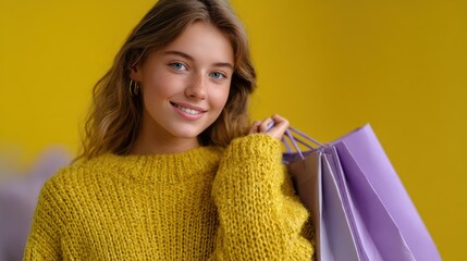 Smiling teen with shopping bags