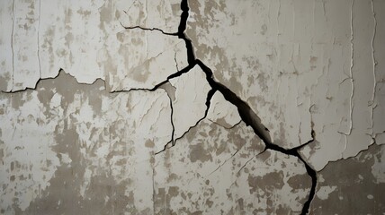 Obraz premium Cracked Wall Texture Distressed Surface with Deep Cracks and Aged Plaster