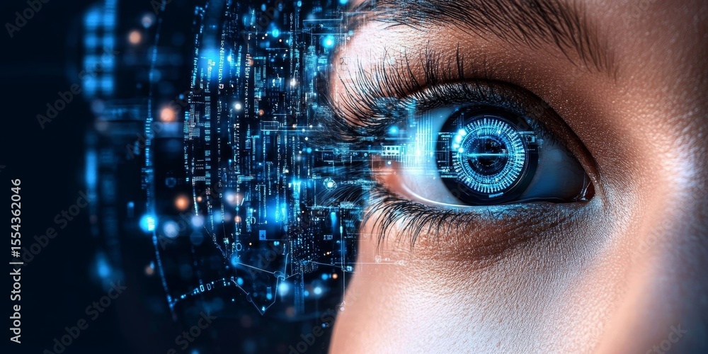 Poster futuristic visualization of artificial intelligence and digital cyberspace in high-resolution art.