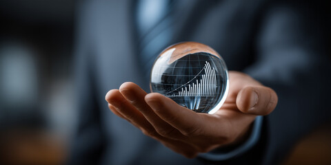 Market investment insights graph growth in finance sector business environment handheld perspective