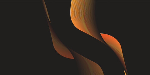 Abstract Orange Ribbon with Blend on Black Background