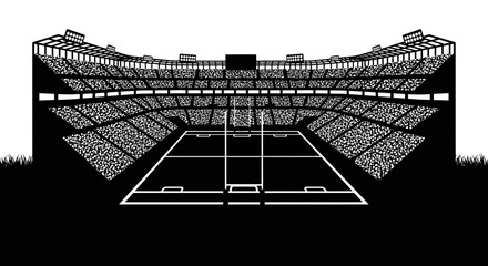 huge rugby stadium with fans and green grass 