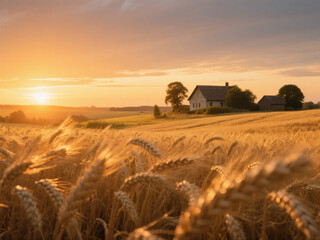 wheat field at sunset