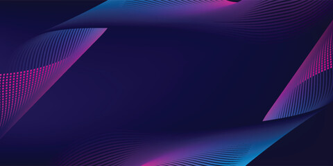 Abstract glowing wave lines on dark blue background. Dynamic wave pattern. Modern flowing wavy lines. Futuristic technology concept. Suit for banner, poster, cover, brochure, flyer, website