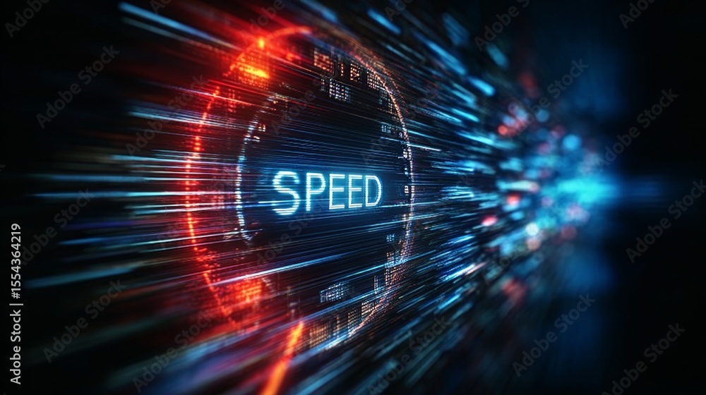 Poster network diagnostic tool showcasing high-speed connectivity and digital performance metrics
