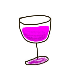 Simple Handdrawn Filled Wineglass with Pink Liquid Drink Illustration