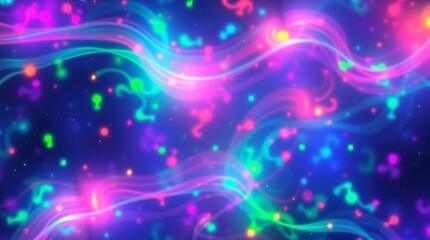 Obraz premium Glowing neon lights and flowing patterns create a vibrant background