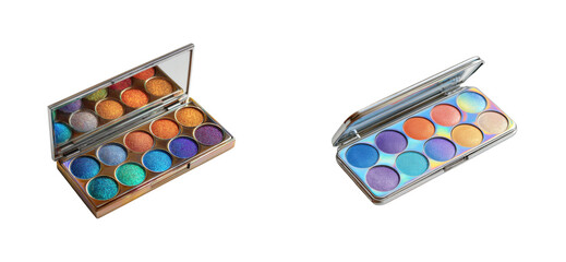 Vibrant watercolor palette display art studio product creative space flat lay artistry cut out set png