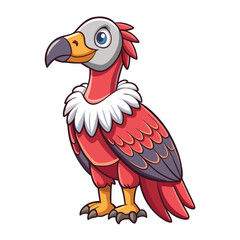 A funny vector cartoon illustration of a flying wild bird, featuring a cute vulture, a parrot, and an eagle character with detailed wings, beak, and feathers